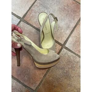 Bruno Marlo open toe slingback suede platform pumps size 37